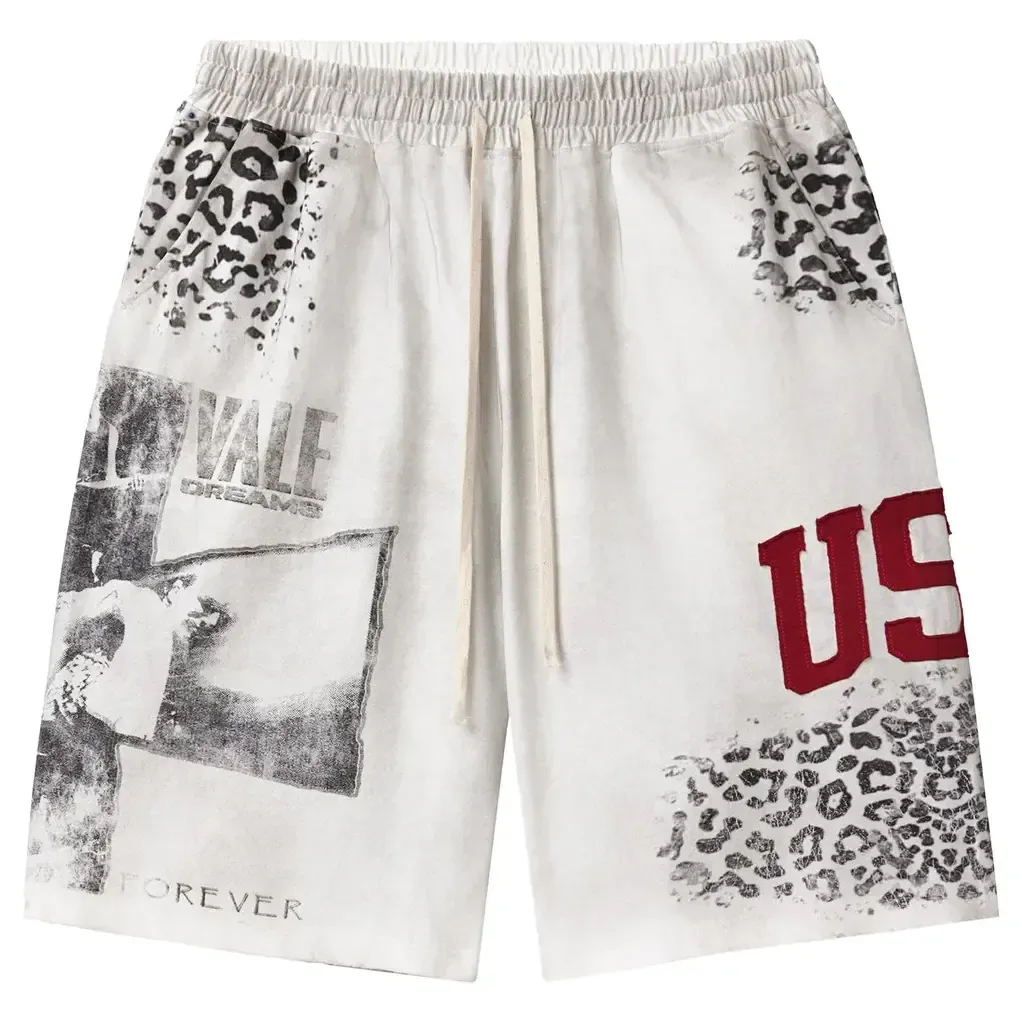 Vale Forever Valley USA Leopard Shorts White — vale forever
